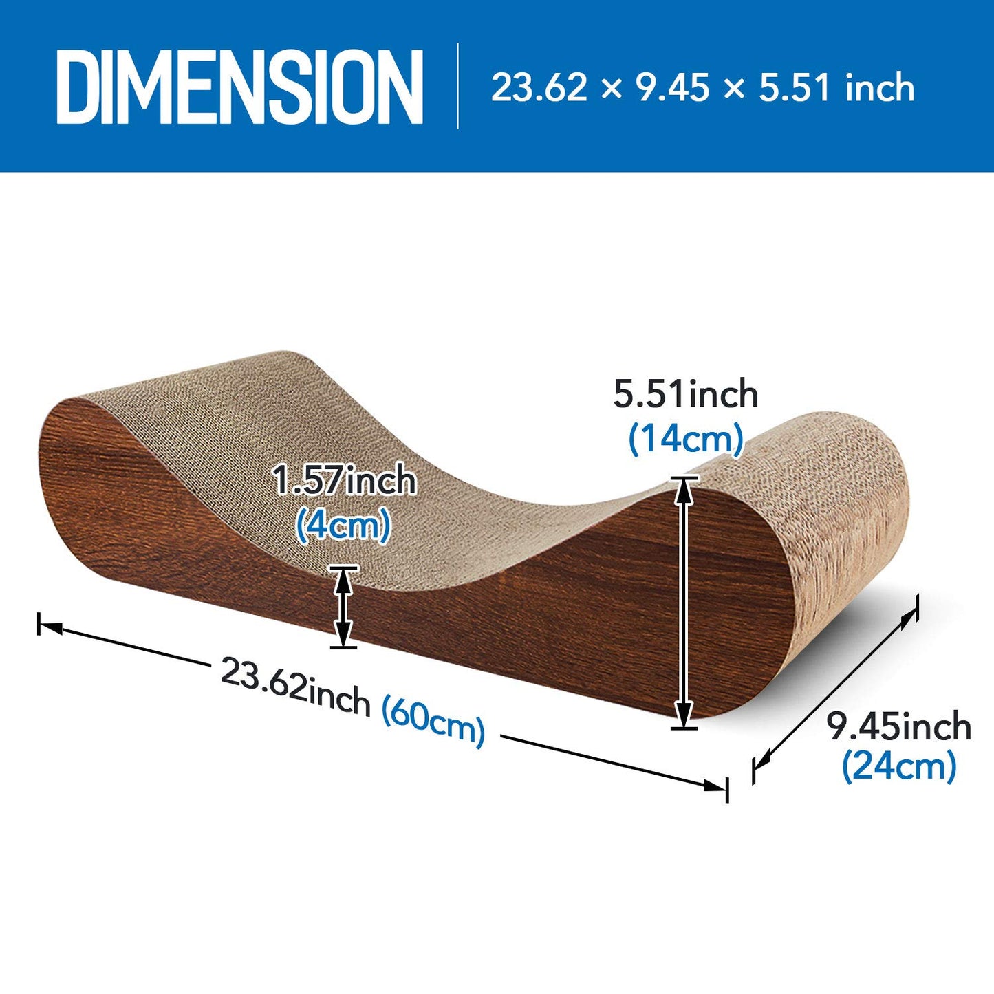 2 in 1 Cat Scratcher Cardboard Lounge Bed, Cat Scratching Pad, Durable Board Pads Prevents Furniture Damage,Large