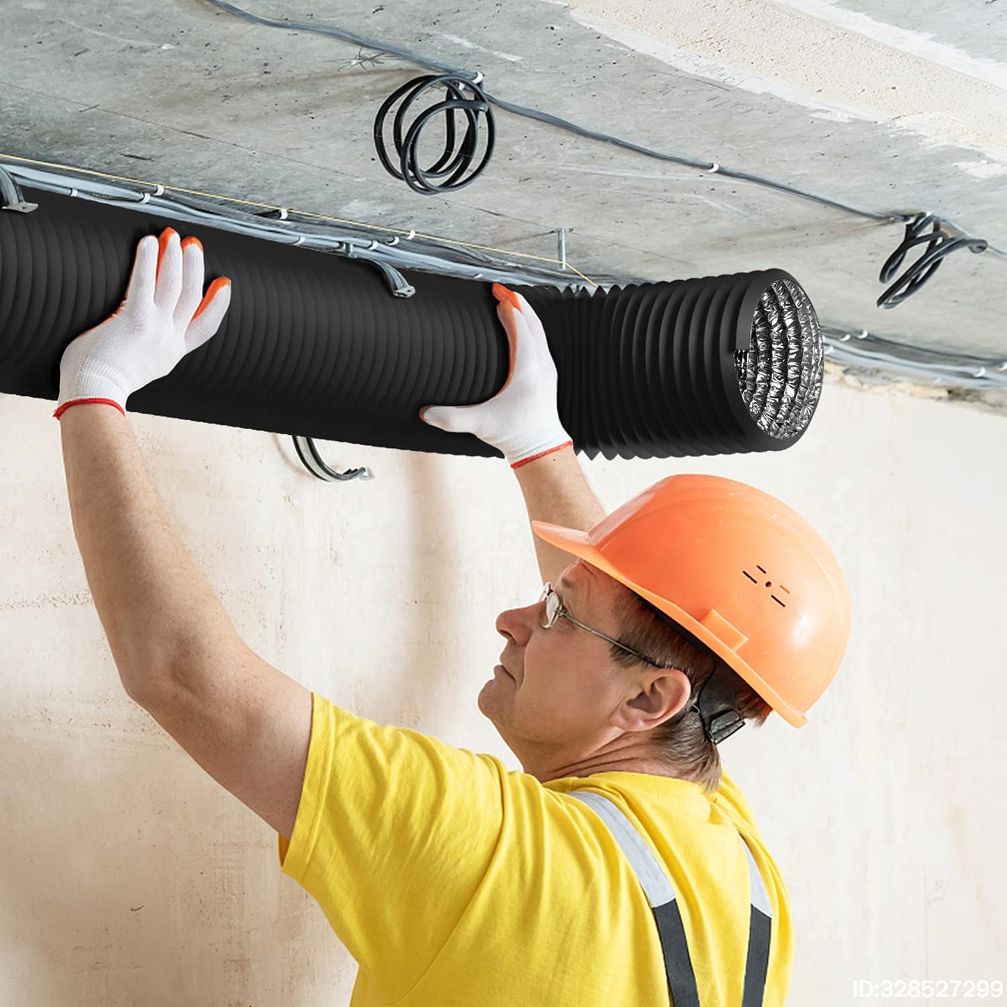 iPower Flexible Aluminum Ducting 4 Layer Protection Dryer Vent Hose for HVAC Heating Cooling Ventilation and Exhaust, 2 Clamps Included