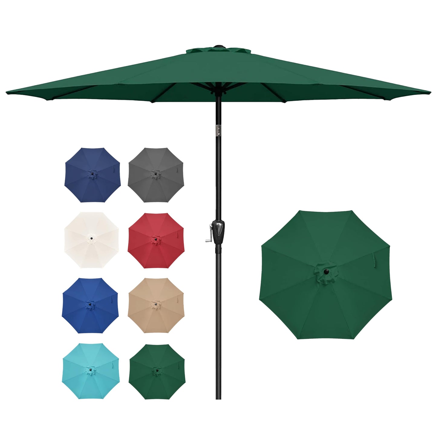 Simple Deluxe 9FT Outdoor Patio Umbrella Table Market Umbrella with Push Button Tilt and Crank, 8 Sturdy Ribs, UV Protection Waterproof for Garden, Lawn, Deck, Backyard, Pool