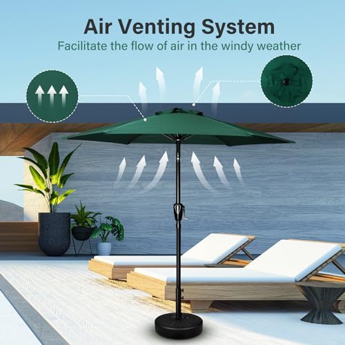 Simple Deluxe 9FT Outdoor Patio Umbrella Table Market Umbrella with Push Button Tilt and Crank, 8 Sturdy Ribs, UV Protection Waterproof for Garden, Lawn, Deck, Backyard, Pool