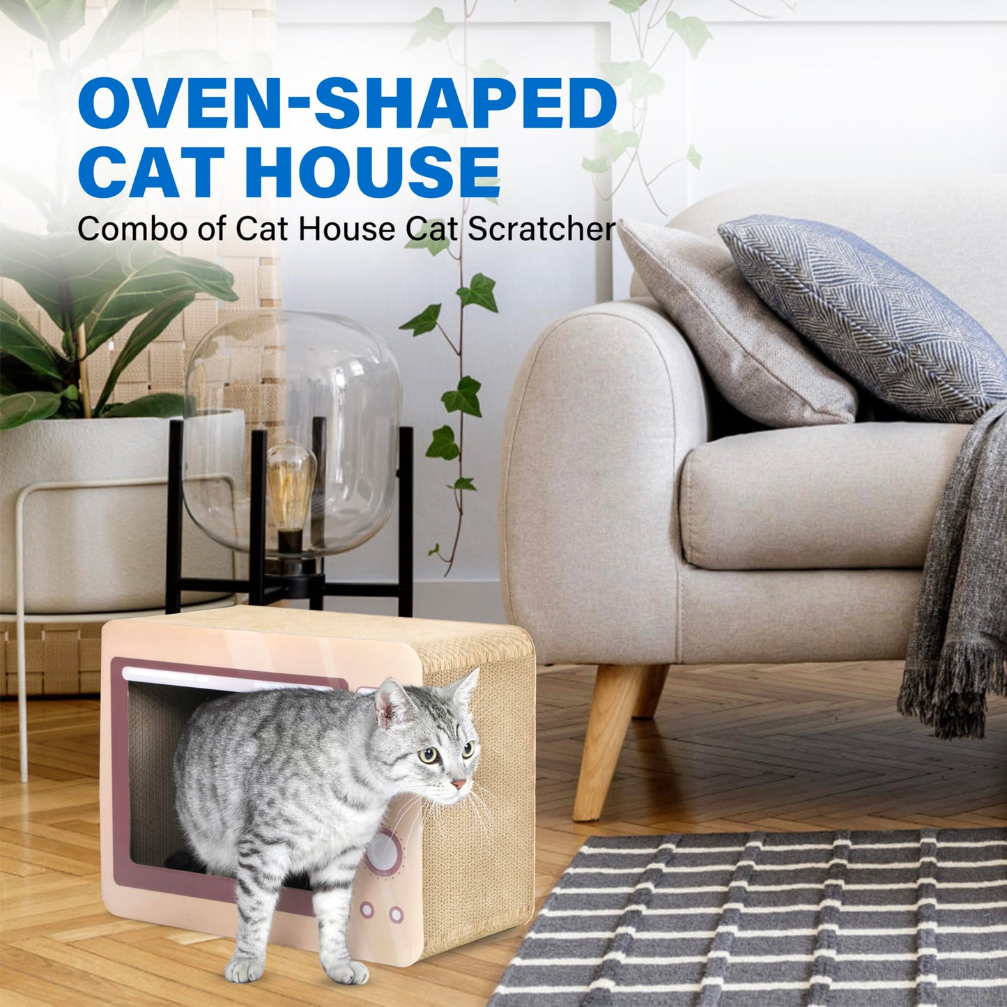 2 in 1 Cat Scratcher Cardboard Lounge Bed, Cat Scratching Pad, Durable Board Pads Prevents Furniture Damage,Large