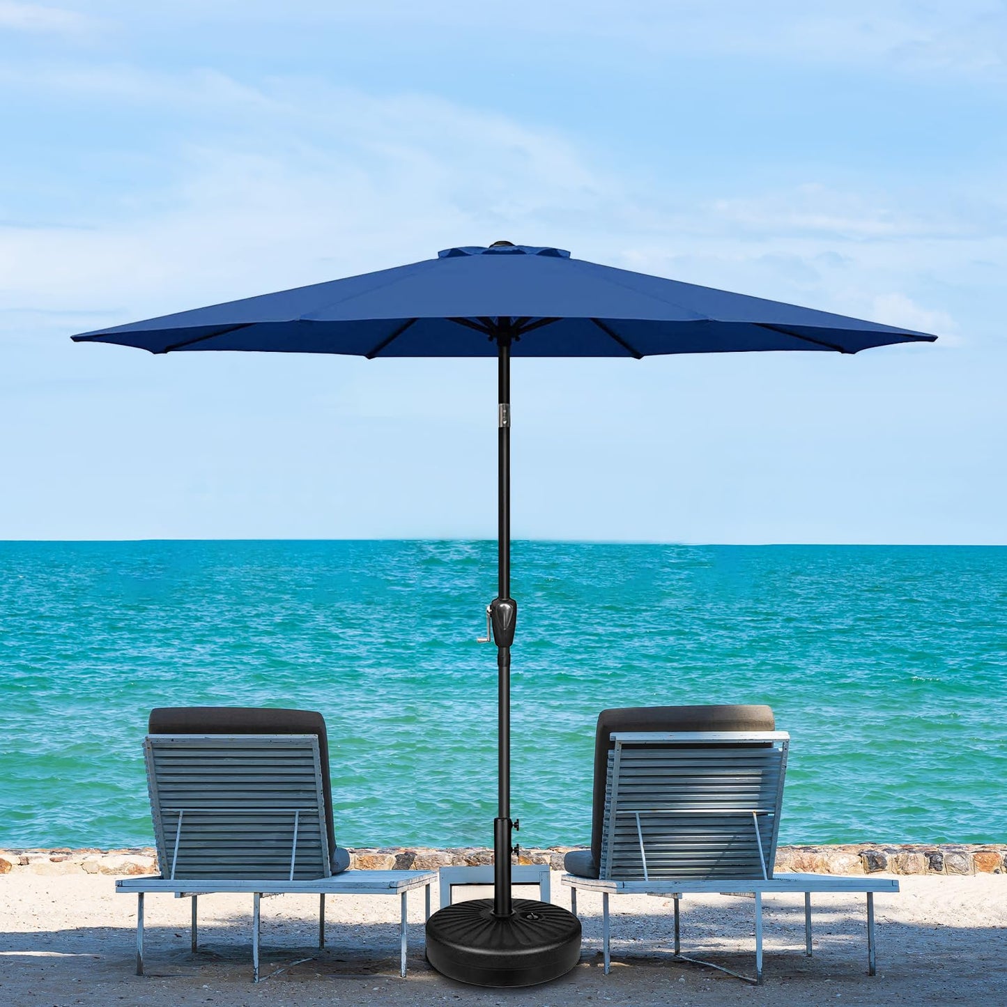 YSSOA Fillable Mobile Offset Patio Base Heavy Duty Market Cantilever Umbrella Stand Square
