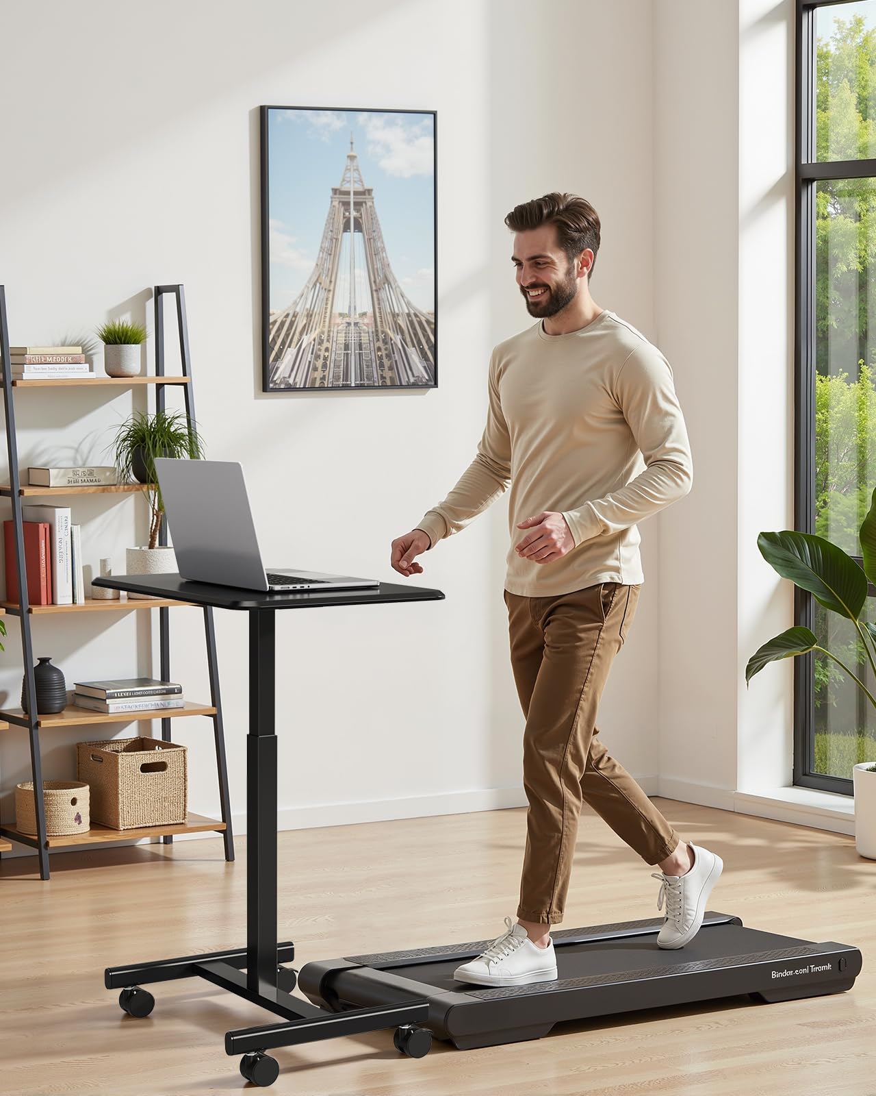 InfiniPower Mobile Small Standing Desk - Rolling Desk with Adjustable Height and Lockable Wheels, Sit-Stand Laptop Table, Portable Computer Workstation