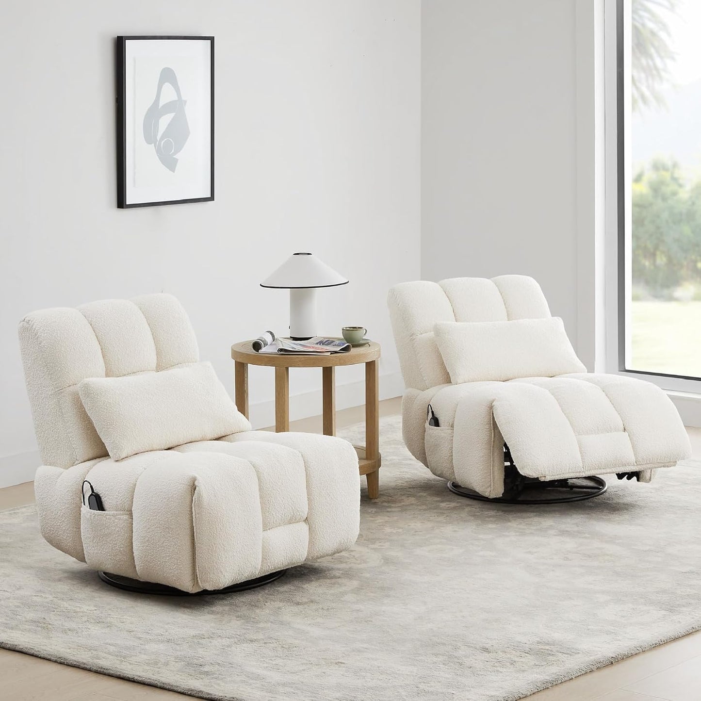 Oversized Power Recliner Chair for Adults, Ultra-Comfy Remote Control Glider Recliner for Living Room Theater Seating Single Sofa, Swivel Rocker Recliner Chair with Side Pocket