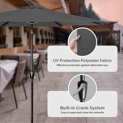 InfiniPower Outdoor Patio Umbrella Table Umbrellas with Push Button Tilt/Crank, UV Protection Waterproof for Garden Deck Backyard Pool,