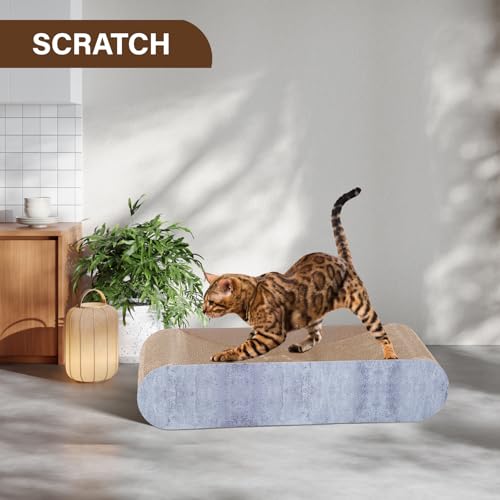 2 in 1 Cat Scratcher Cardboard Lounge Bed, Cat Scratching Pad, Durable Board Pads Prevents Furniture Damage,Large