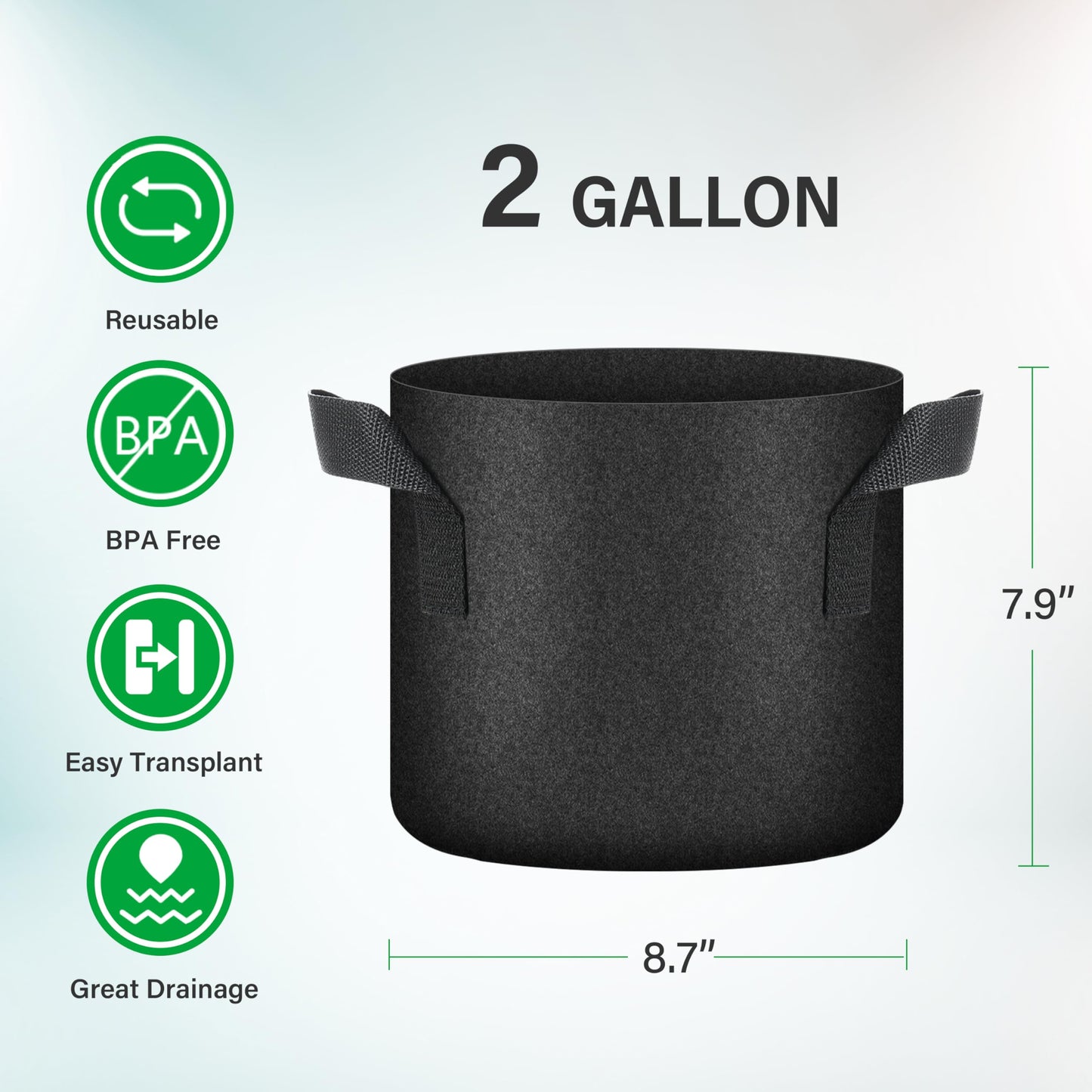 YSSOA Nonwoven Fabric Plant Pots with Handles,