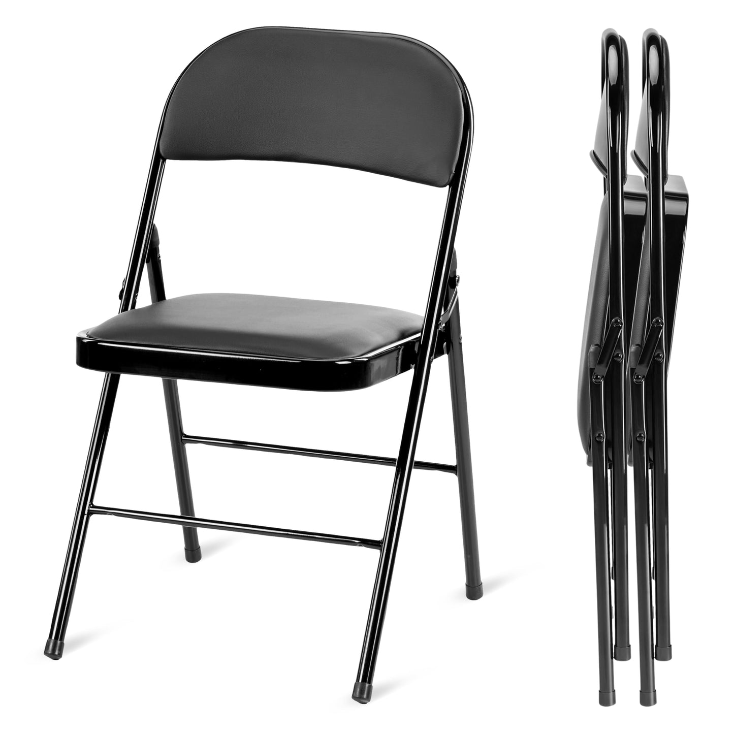 YSSOA 2 Pack Folding Chairs with Padded Vinyl Cushion Seats Commercial Event Seat