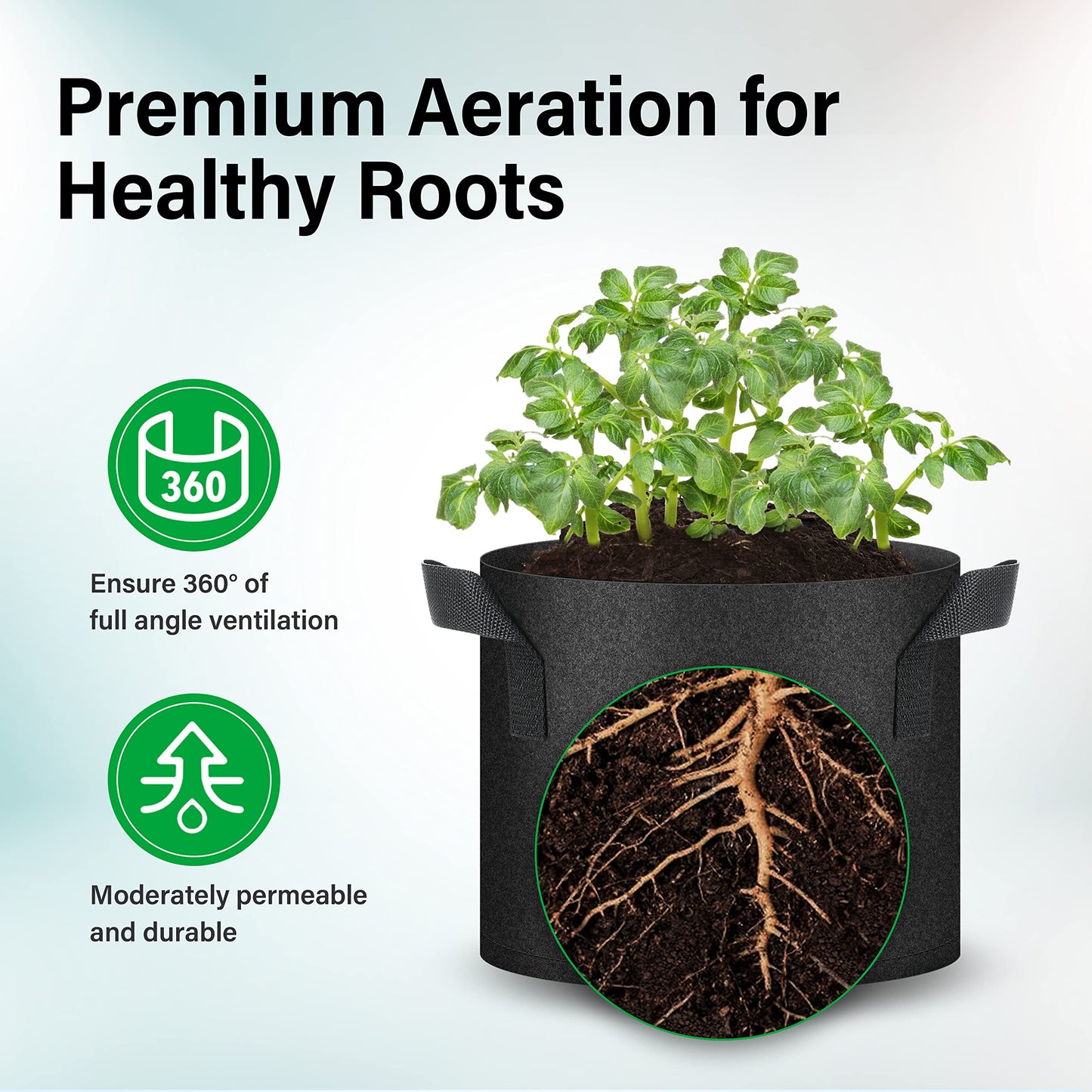 YSSOA Nonwoven Fabric Plant Pots with Handles,
