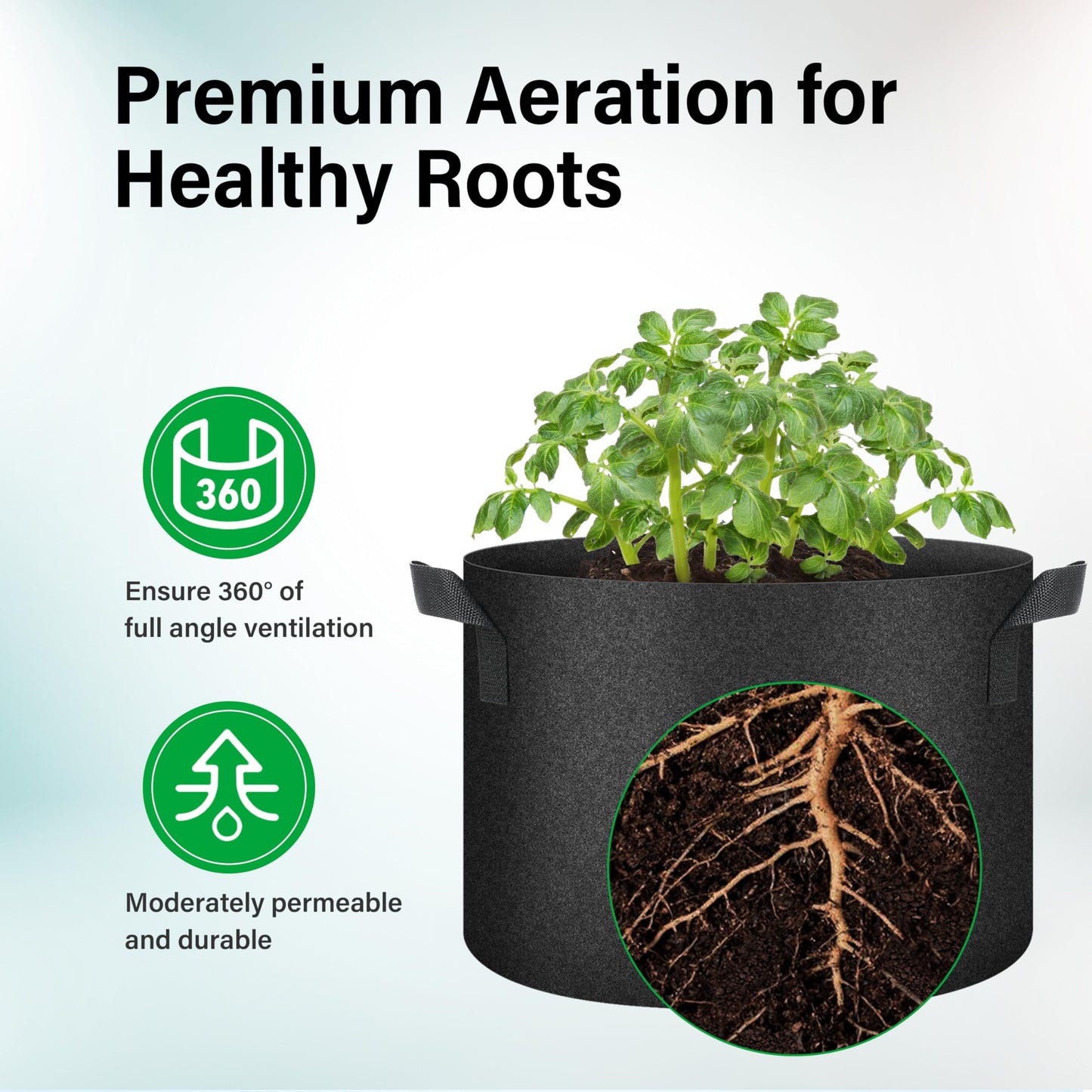 YSSOA Nonwoven Fabric Plant Pots with Handles,