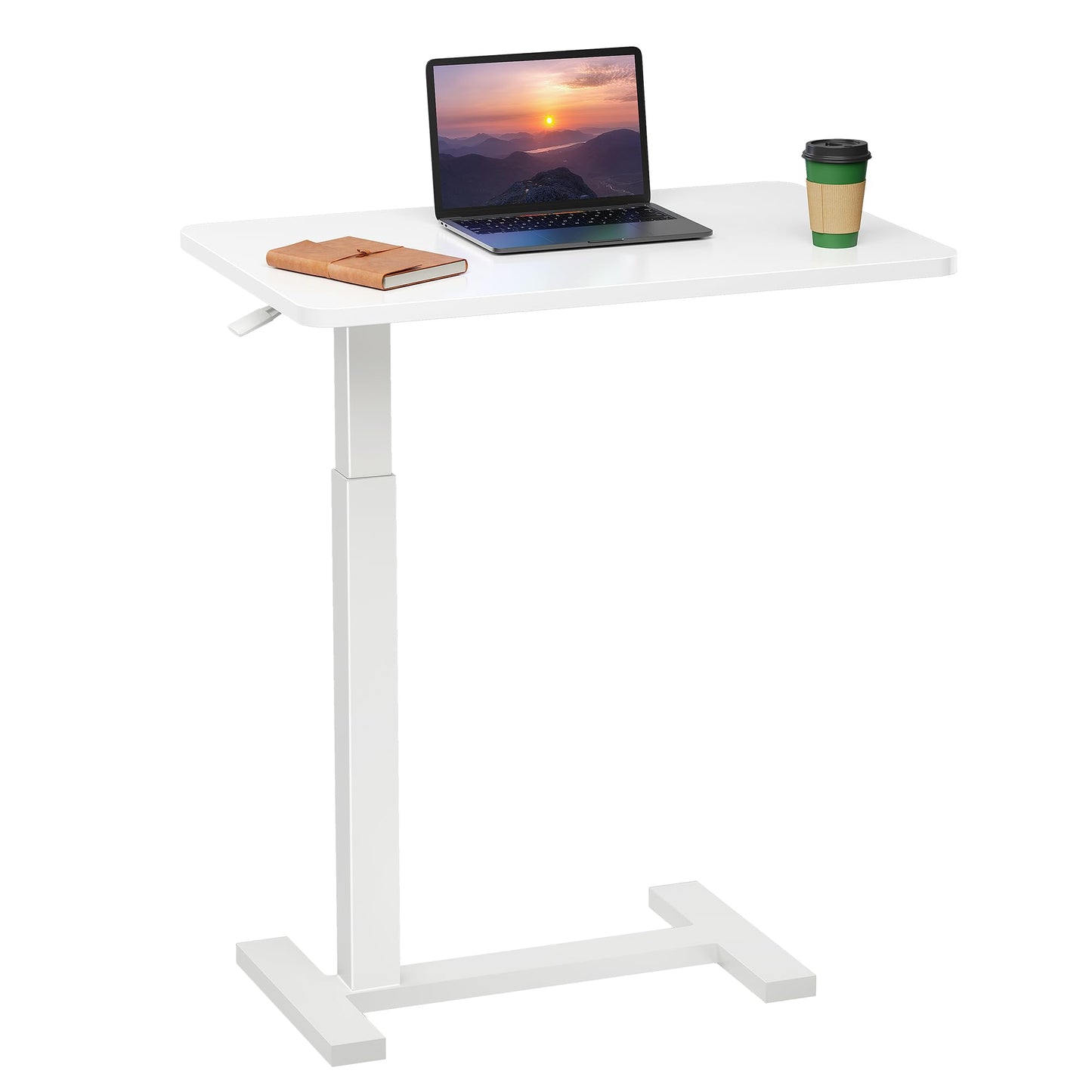 Overbed Bedside Table with Hidden Casters, Adjustable Hospital & Home Use Bed Table, Rolling Laptop Table, Movable Standing Desk