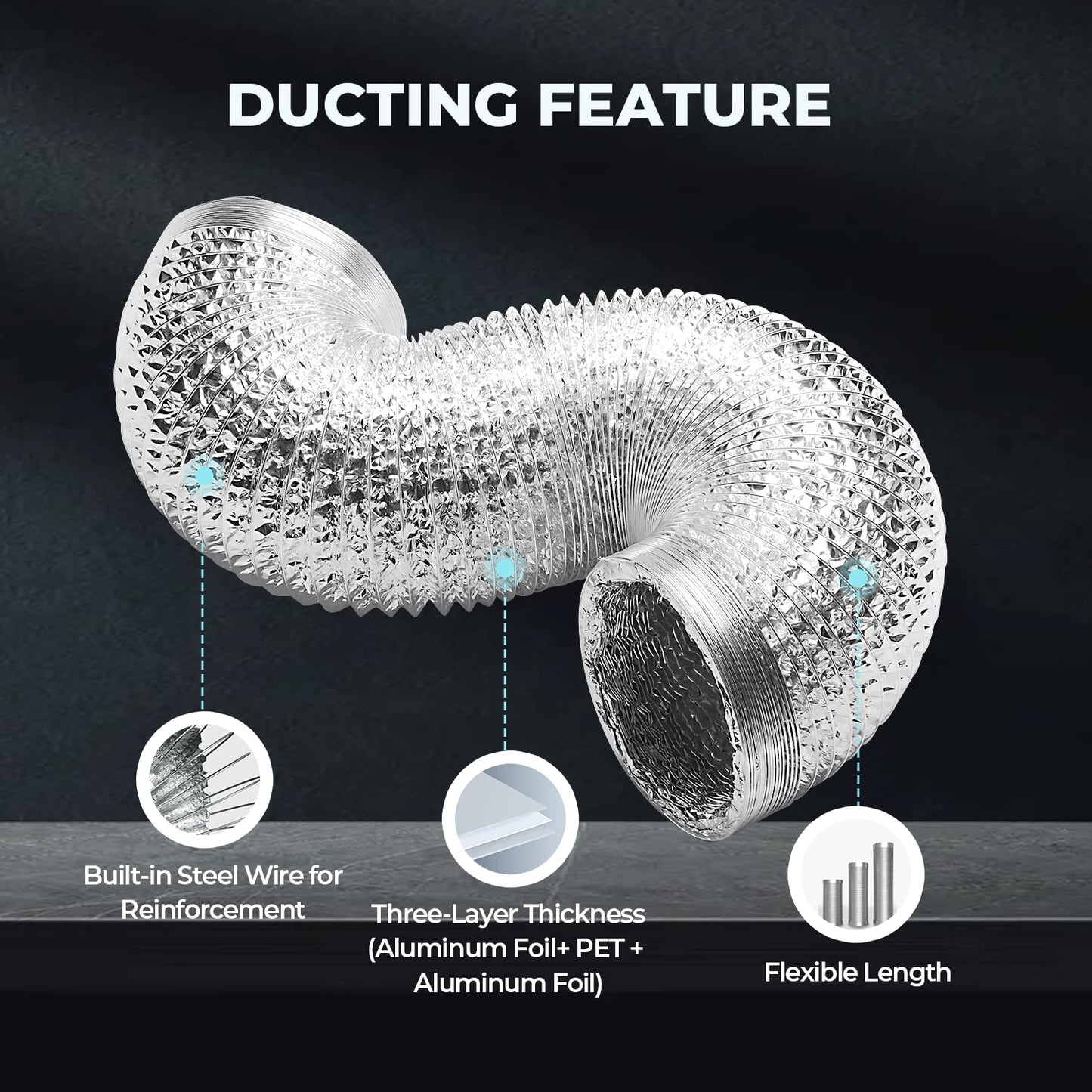 iPower Non-Insulated Flex Air Aluminum Ducting Dryer Vent Hose
