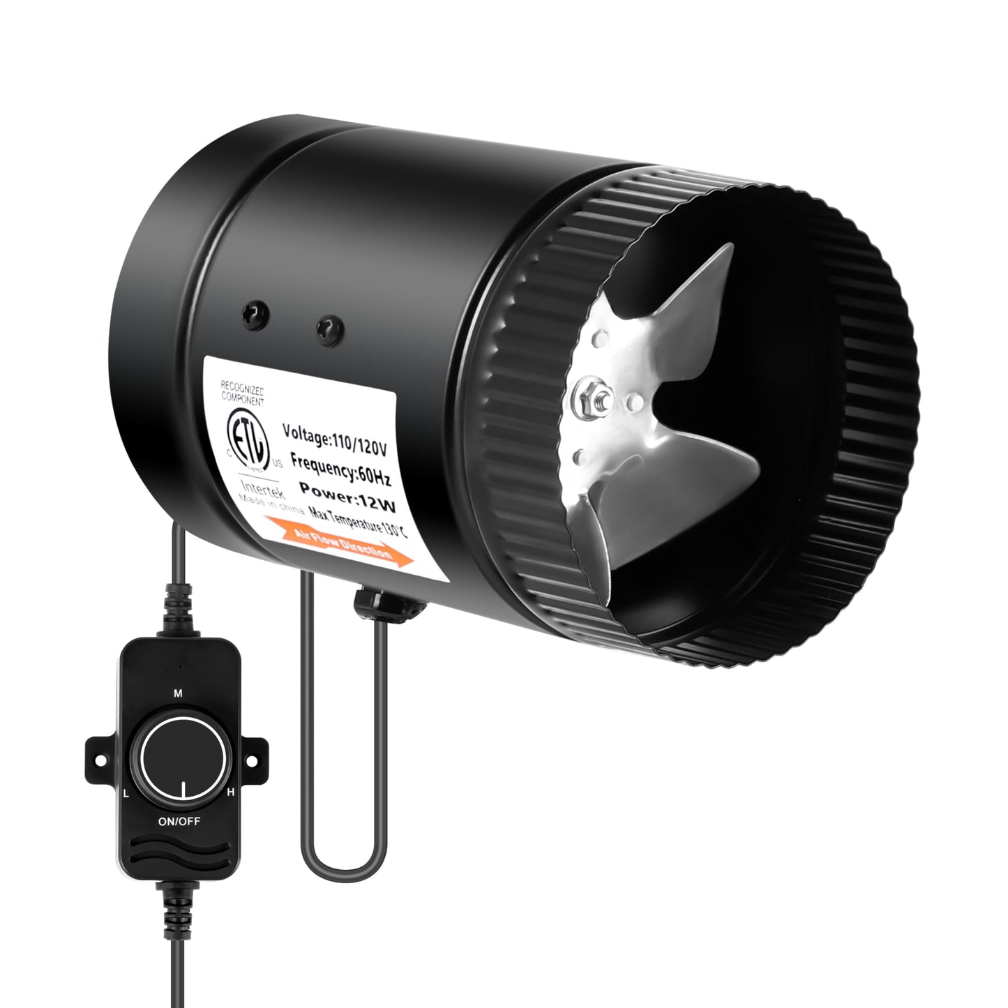 iPower Inline Duct Booster Fan with Speed Controller