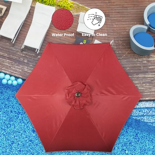Simple Deluxe 9FT Outdoor Patio Umbrella Table Market Umbrella with Push Button Tilt and Crank, 8 Sturdy Ribs, UV Protection Waterproof for Garden, Lawn, Deck, Backyard, Pool