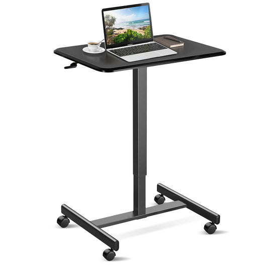 InfiniPower Mobile Small Standing Desk - Rolling Desk with Adjustable Height and Lockable Wheels, Sit-Stand Laptop Table, Portable Computer Workstation
