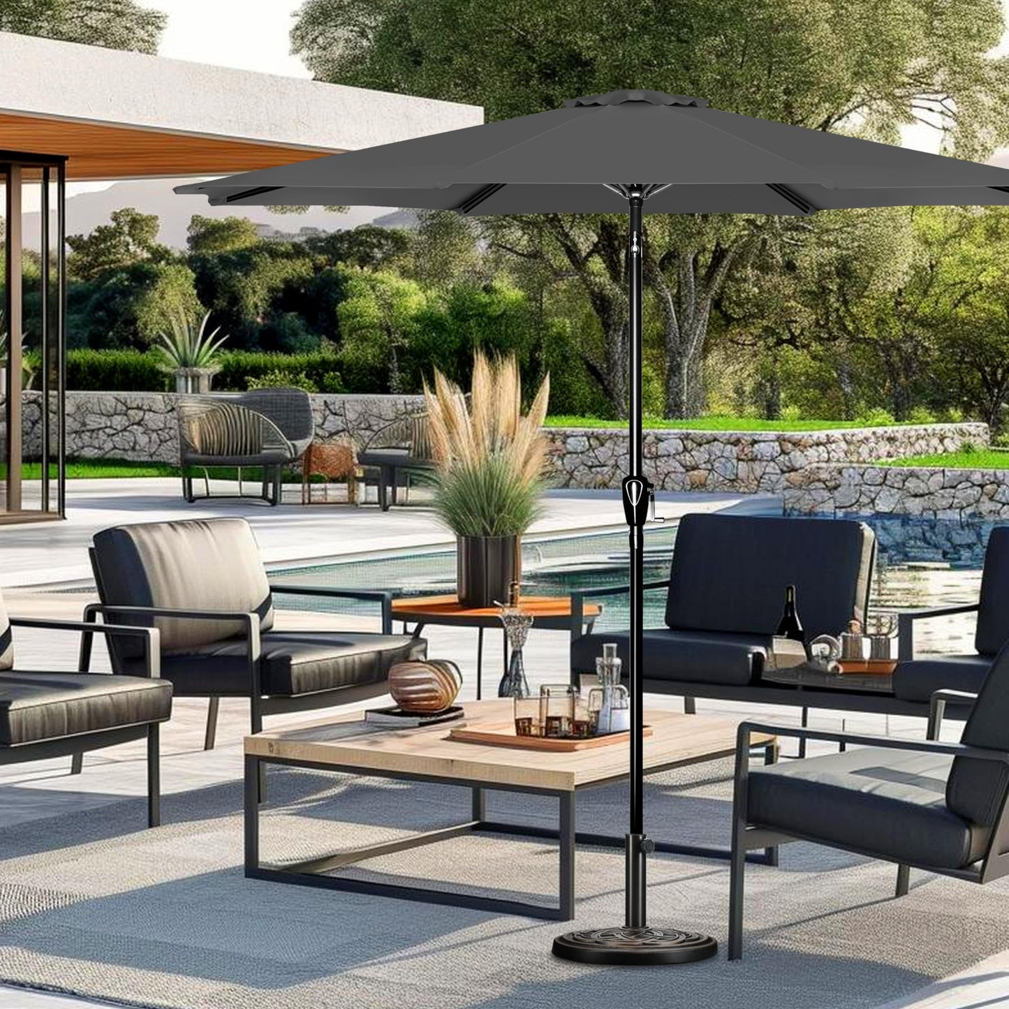 YSSOA Fillable Mobile Offset Patio Base Heavy Duty Market Cantilever Umbrella Stand Square