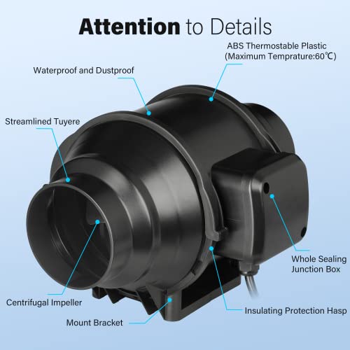 iPower Exhaust Inline Duct Fan Vent Booster Blower
