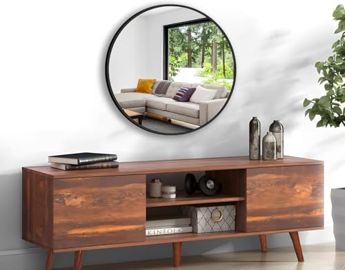 Simple Deluxe Black 20 Inch Circle Mirror