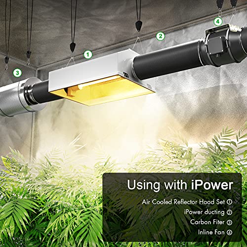 iPower Flexible 6 Inch 8 Feet Aluminum Ducting 4 Layer Protection Dryer Vent Hose for HVAC Heating Cooling Exhaust and Ventilation, 2 Clamps Included, Black