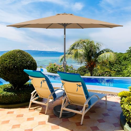 Simple Deluxe 9FT Outdoor Patio Umbrella Table Market Umbrella with Push Button Tilt and Crank, 8 Sturdy Ribs, UV Protection Waterproof for Garden, Lawn, Deck, Backyard, Pool