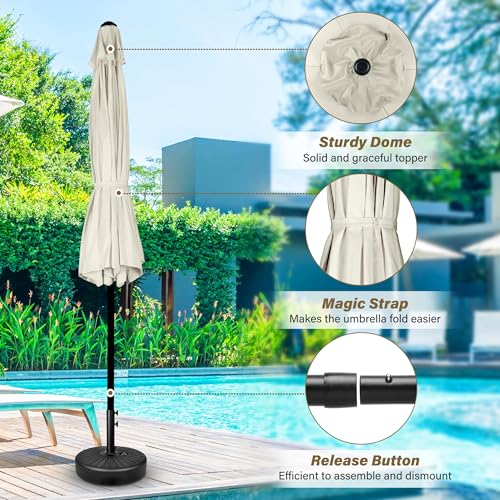 HealSmart 7.5ft Patio Umbrella with Push Button Tilt/Crank, Outdoor Table Market Yard Umbrella, 6 Sturdy Ribs for Garden, Deck, Backyard, Pool