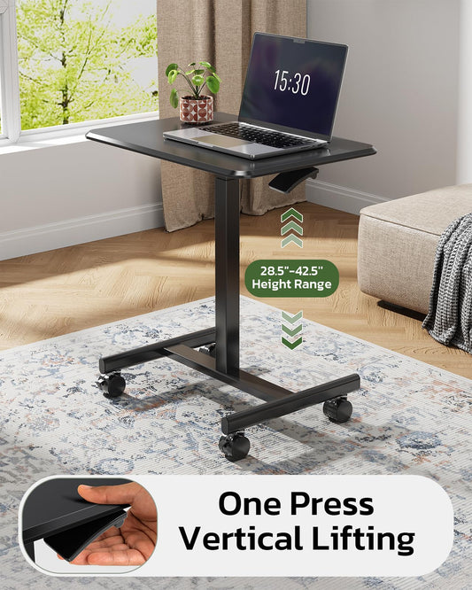 InfiniPower Mobile Small Standing Desk - Rolling Desk with Adjustable Height and Lockable Wheels, Sit-Stand Laptop Table, Portable Computer Workstation