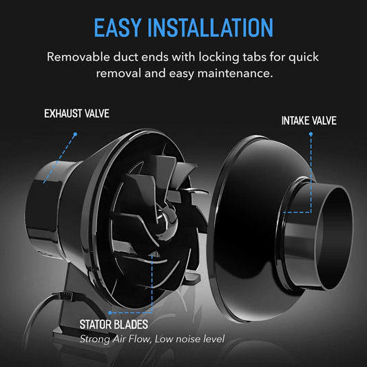 YSSOA 4 Inch Inline Ventilation Fan and Flexible Ducting Dryer Vent Hose for Heating, Cooling, Hydroponics, Grow Tent