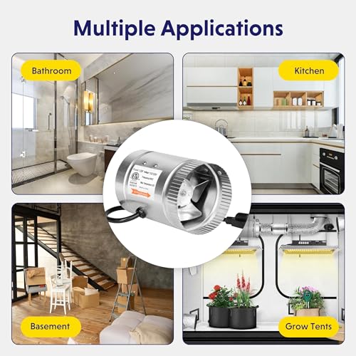 iPower Inline Booster Duct Fan and Speed Adjuster HVAC Controls