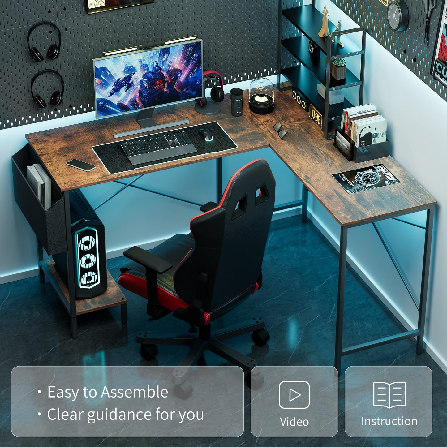 Simple Deluxe L Shaped Desk - Reversible Home Office Computer Desk,