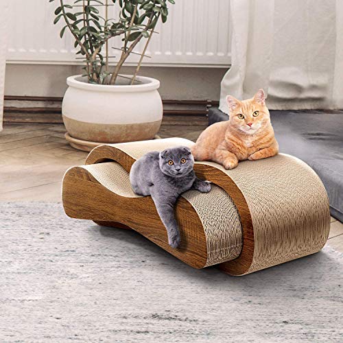 2 in 1 Cat Scratcher Cardboard Lounge Bed, Cat Scratching Pad, Durable Board Pads Prevents Furniture Damage,Large