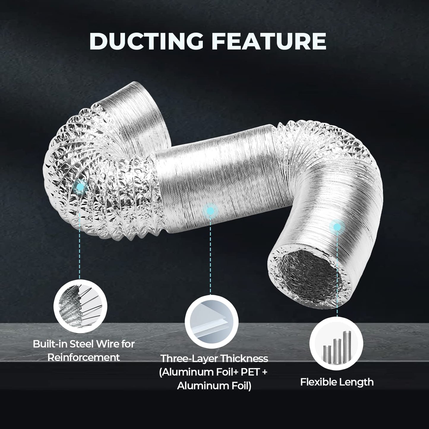 iPower Non-Insulated Flex Air Aluminum Ducting Dryer Vent Hose
