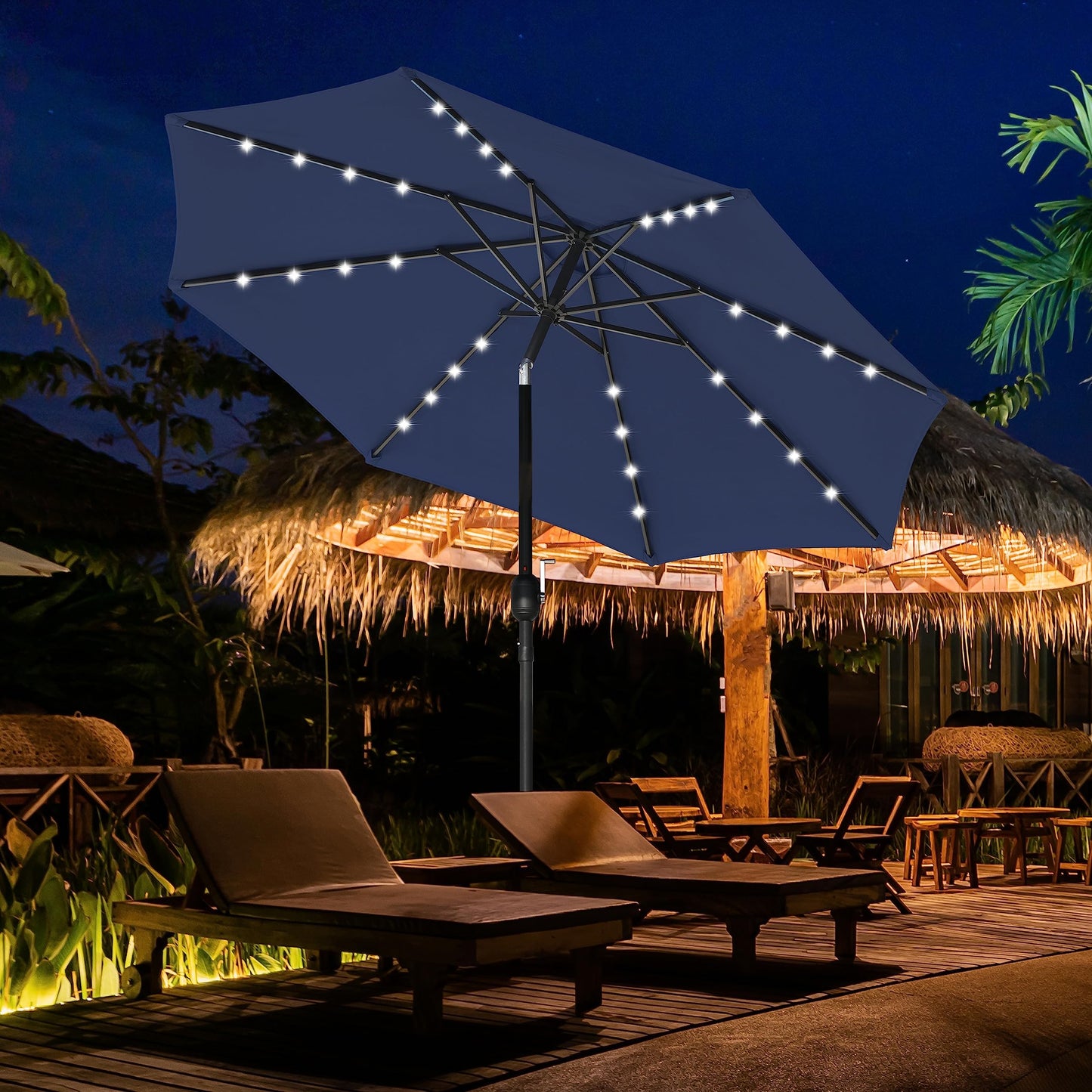 YSSOA 9ft/10ft Outdoor Market Patio Umbrella with 8 Sturdy Ribs, Tilt/Crank Push Button for Garden, Deck, Backyard and Pool
