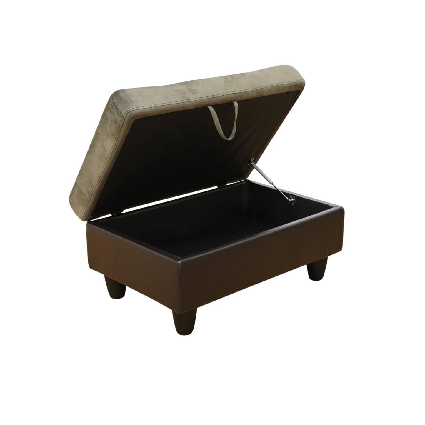 Simple Deluxe Taupe Flannel and PVC Storage Ottoman 35x23.5x17.5 - Room Decor, Organization and Storage Solution, Ottoman for Living Room, Bedroom