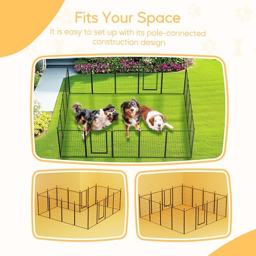 HealSmart Dog Playpen, 8-Panel Indoor and Outdoor Dog Fence
