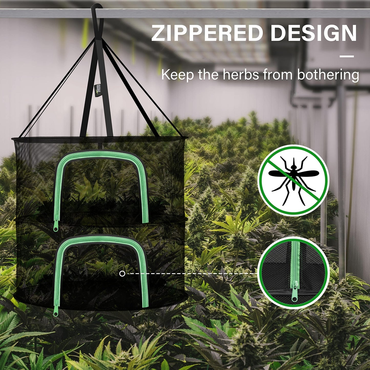 YSSOA 4 Layer 24'' Herb Drying Rack, Hanging Dry Mesh Folding Basket Dryer with Detachable Design & Hook for Plants, Herbs, Seeds and Buds in Grow Tent, Closet, Hydroponics, Garden Outdoor