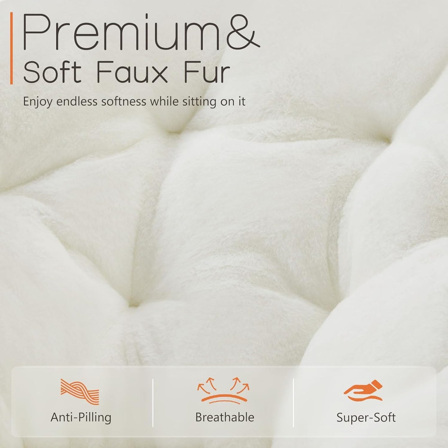 YSSOA Faux Fur Saucer Chair Comfy Lounge Chair for Bedroom Living Room, Folding Chair Upholstered Dorm Chair Papasan Chair Cozy Flexible Reading Chair for Adults Teens Kids