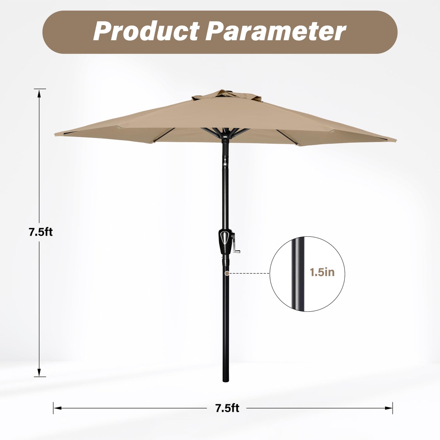 YSSOA Patio Umbrella Outdoor Table Market Yard Umbrella with 6 Sturdy Ribs