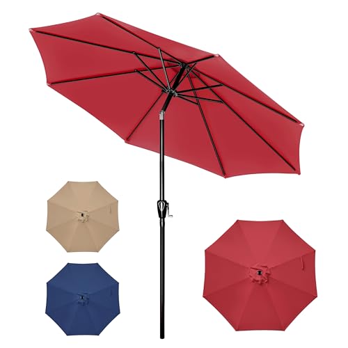 YSSOA 9ft/10ft Outdoor Market Patio Umbrella with 8 Sturdy Ribs, Tilt/Crank Push Button for Garden, Deck, Backyard and Pool