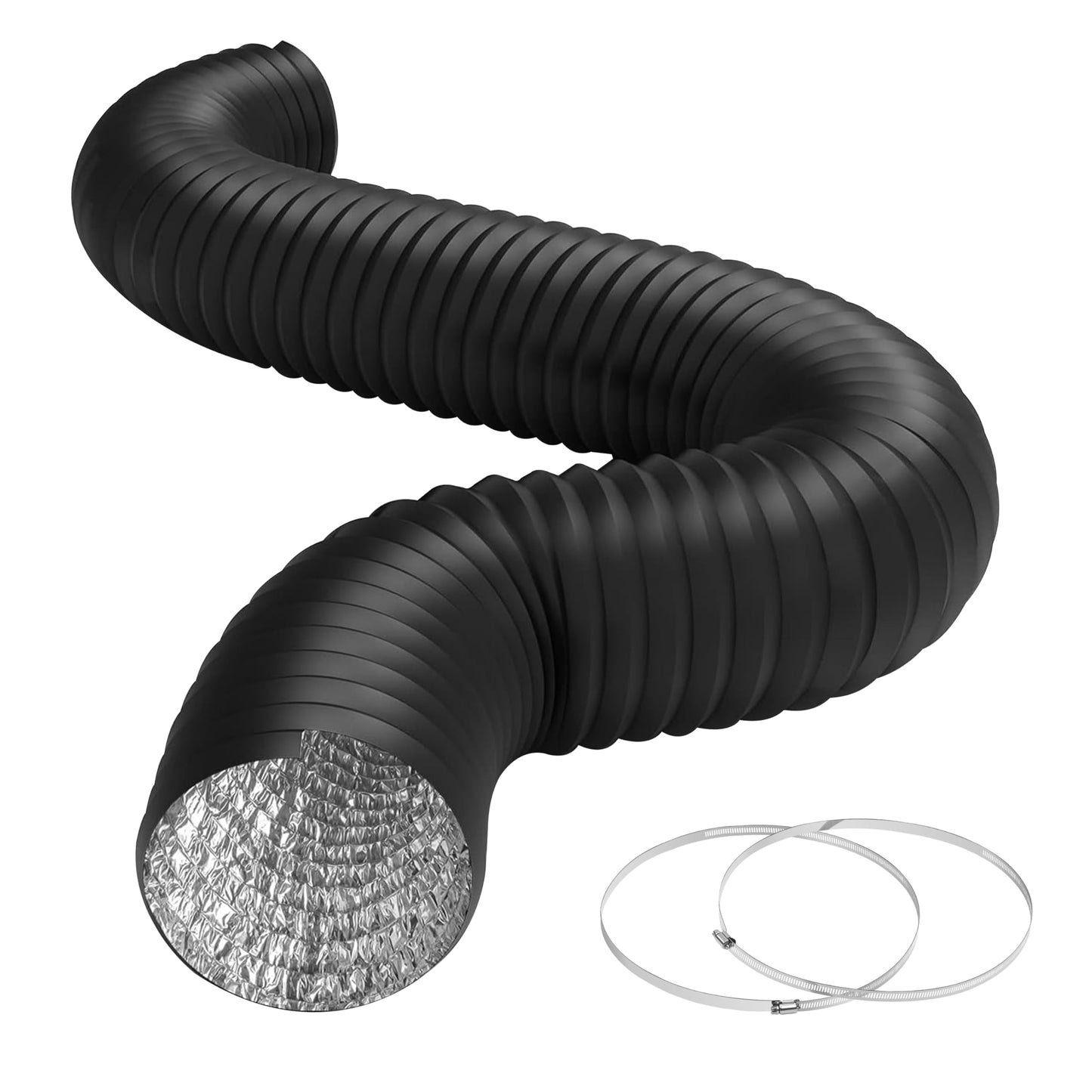 HealSmart Exhaust Inline Duct Fan Vent Booster Blower and Non-Insulated Flex Air Aluminum Foil Ducting for Indoor Grow Tent Hydroponics Ventilation