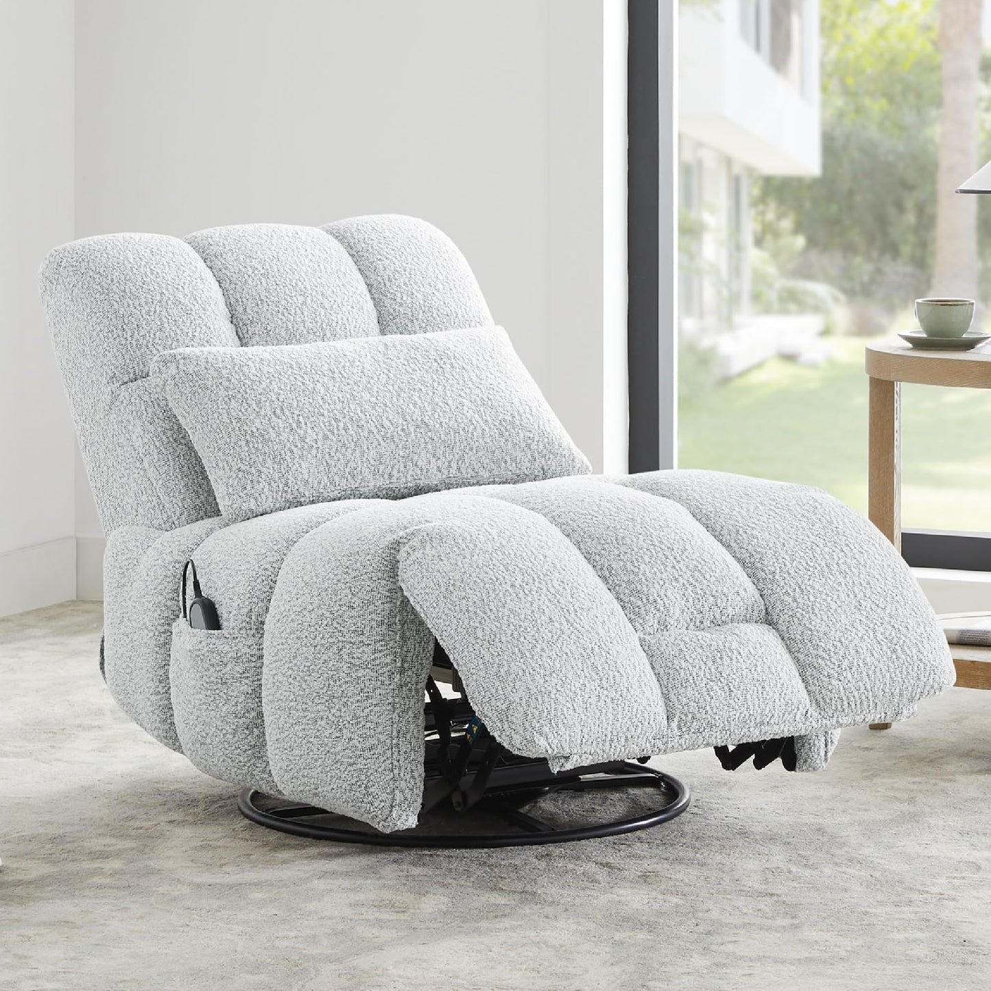 Oversized Power Recliner Chair for Adults, Ultra-Comfy Remote Control Glider Recliner for Living Room Theater Seating Single Sofa, Swivel Rocker Recliner Chair with Side Pocket
