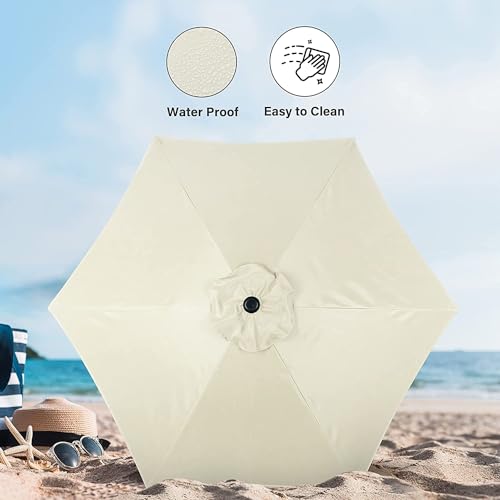 Simple Deluxe 9FT Outdoor Patio Umbrella Table Market Umbrella with Push Button Tilt and Crank, 8 Sturdy Ribs, UV Protection Waterproof for Garden, Lawn, Deck, Backyard, Pool