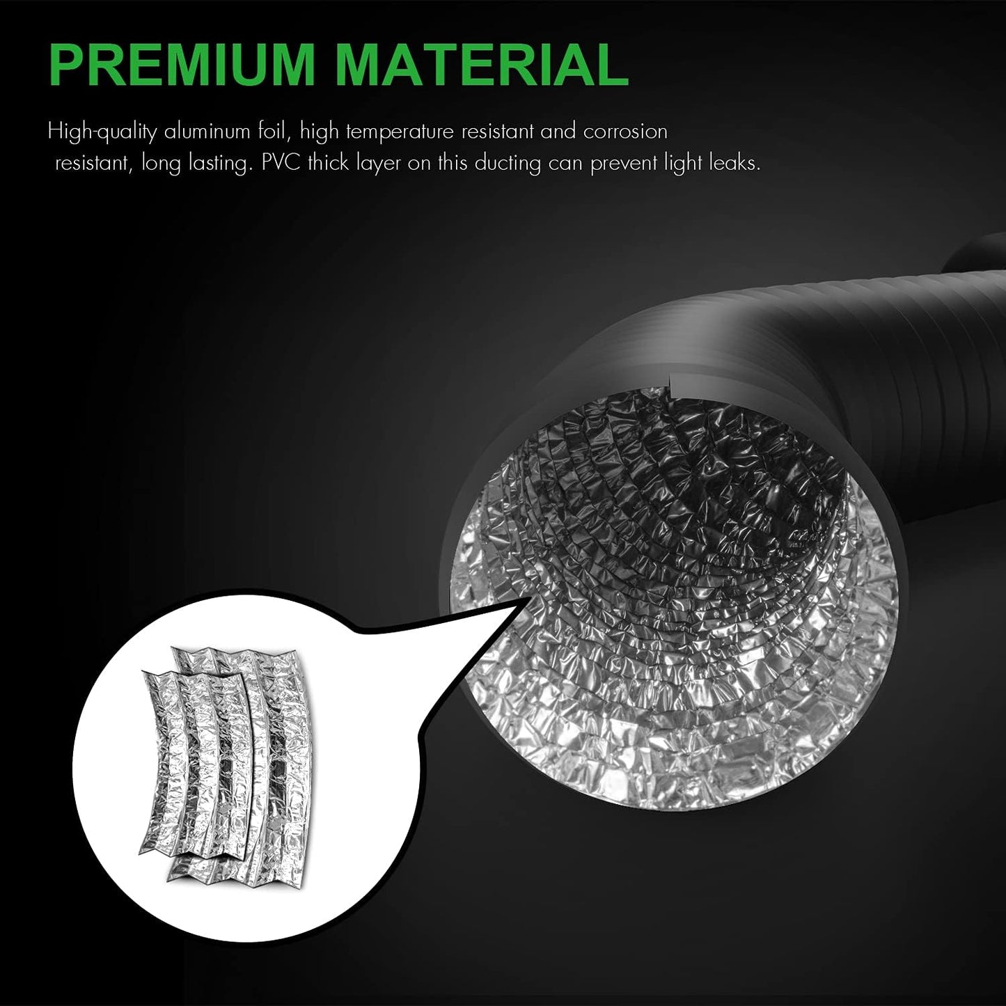 HealSmart Exhaust Inline Duct Fan Vent Booster Blower and Non-Insulated Flex Air Aluminum Foil Ducting for Indoor Grow Tent Hydroponics Ventilation