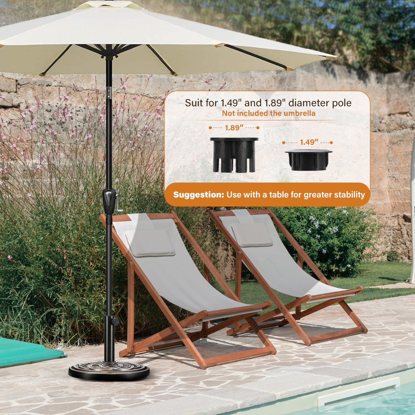 InfiniPower Outdoor Patio Umbrella Table Umbrellas with Push Button Tilt/Crank, UV Protection Waterproof for Garden Deck Backyard Pool,