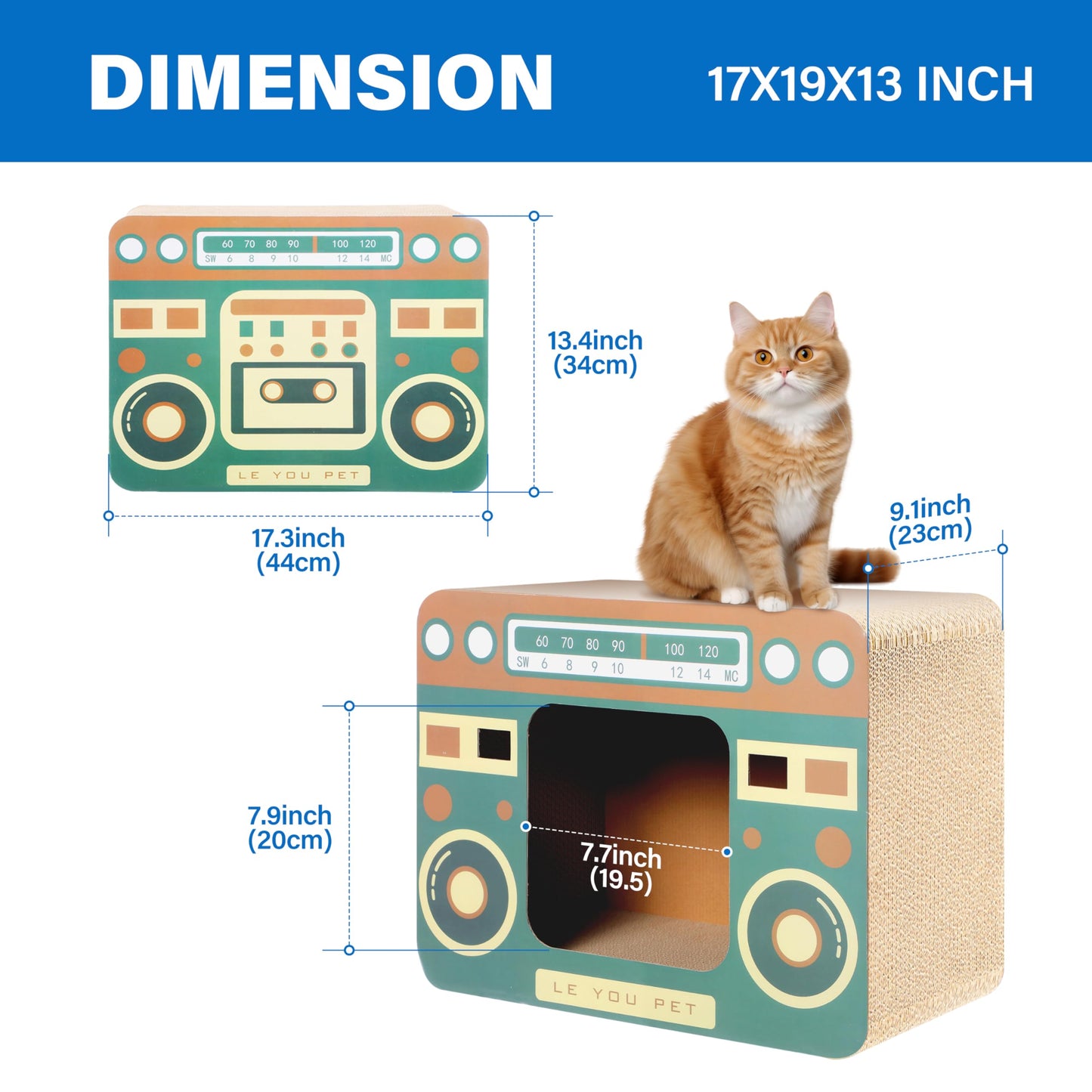 2 in 1 Cat Scratcher Cardboard Lounge Bed, Cat Scratching Pad, Durable Board Pads Prevents Furniture Damage,Large