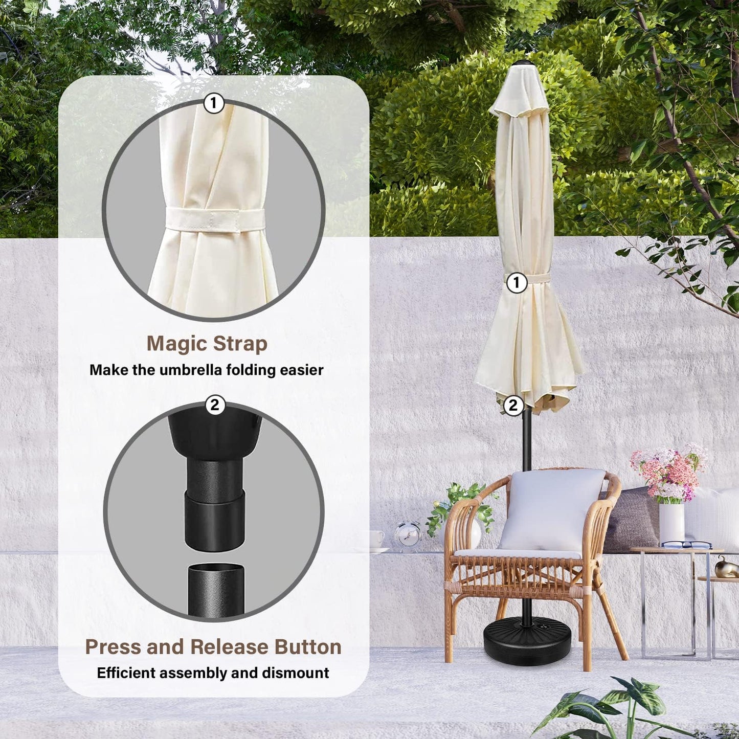 YSSOA Fillable Mobile Offset Patio Base Heavy Duty Market Cantilever Umbrella Stand Square