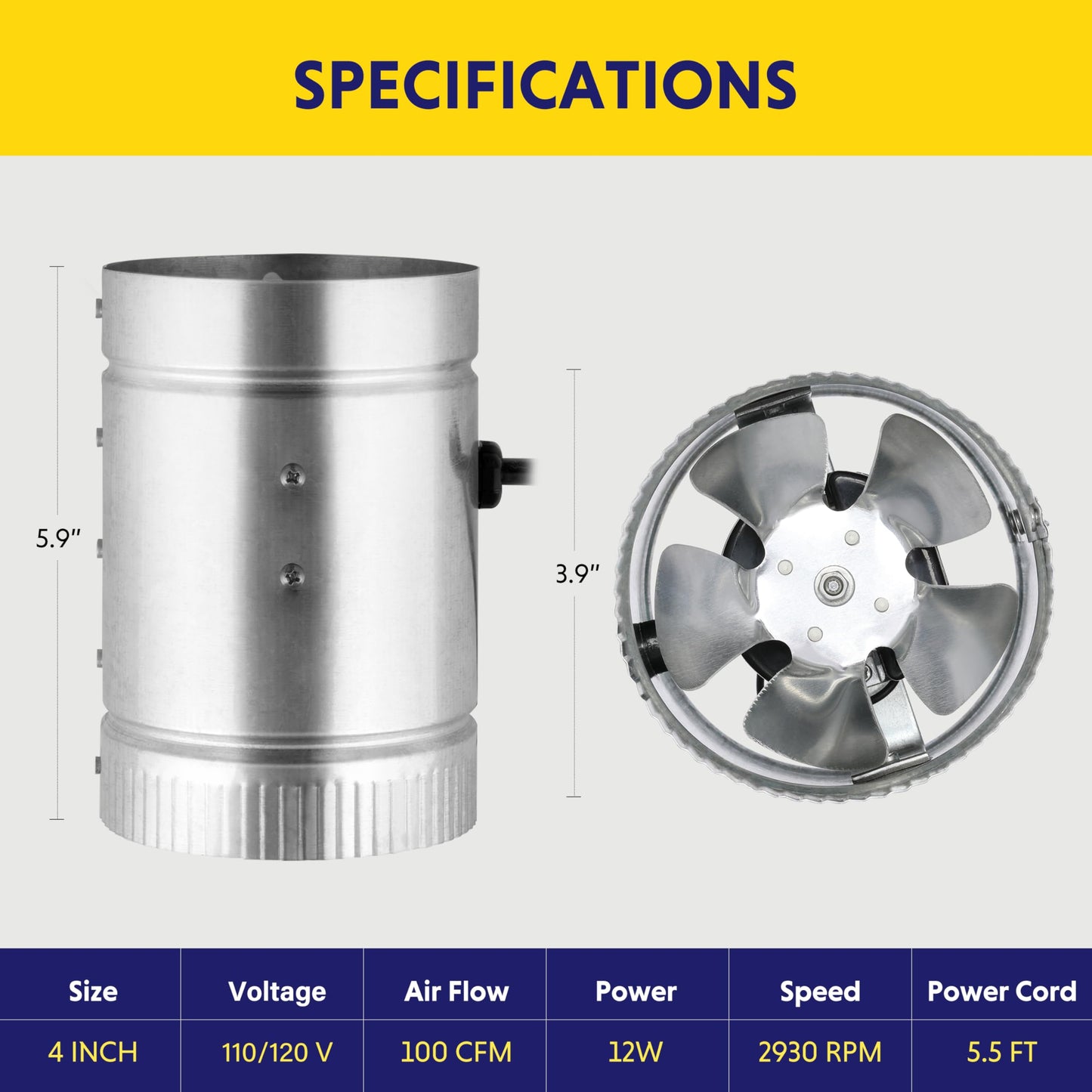 iPower Inline Booster Duct Fan and Speed Adjuster HVAC Controls