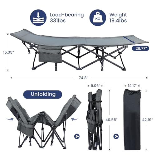 YSSOA Folding Camping Cot with Storage Bag for Adults
