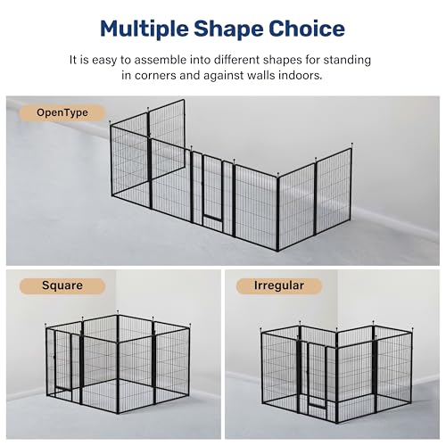 YSSOA Dog Playpen Indoor, Puppy Playpen Indoor Outdoor for Yard, Camping, RV, Heavy Duty Dog Pen for Puppies/Small/Medium Dogs, Black