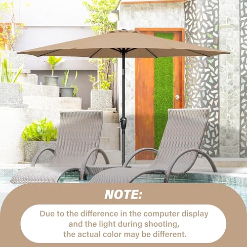 YSSOA 9ft/10ft Outdoor Market Patio Umbrella with 8 Sturdy Ribs, Tilt/Crank Push Button for Garden, Deck, Backyard and Pool