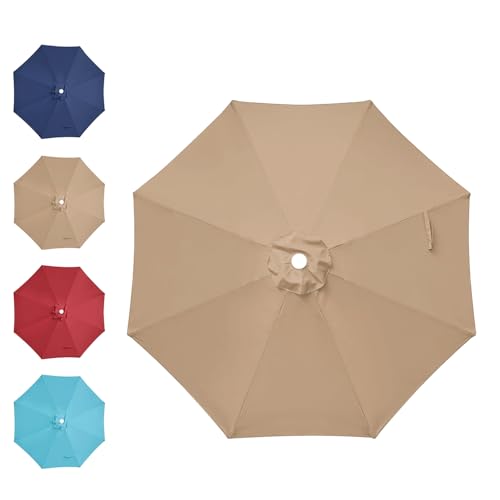 YSSOA 9ft/10ft Outdoor Market Patio Umbrella with 8 Sturdy Ribs, Tilt/Crank Push Button for Garden, Deck, Backyard and Pool
